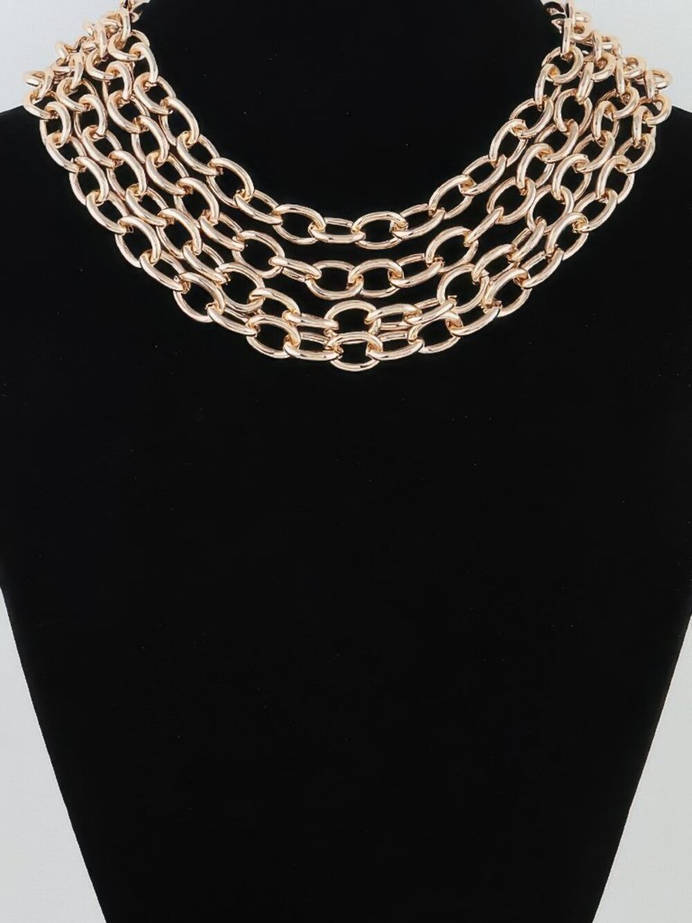 Multi Polished Link Chain Choker Necklace